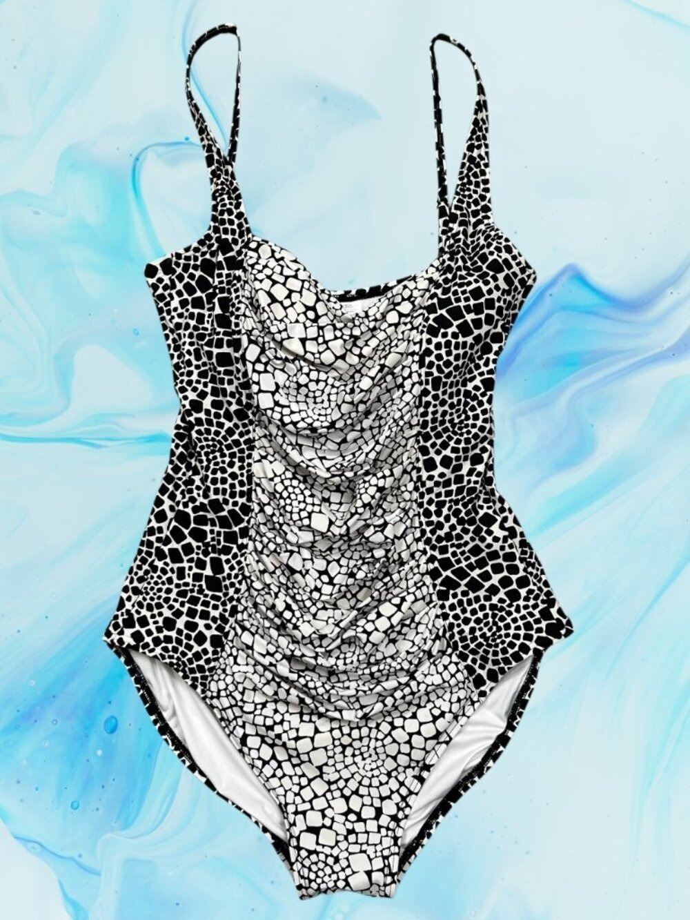 Calvin Klein Slimming Animal Print Ruched One Piece Swimsuit Size 12